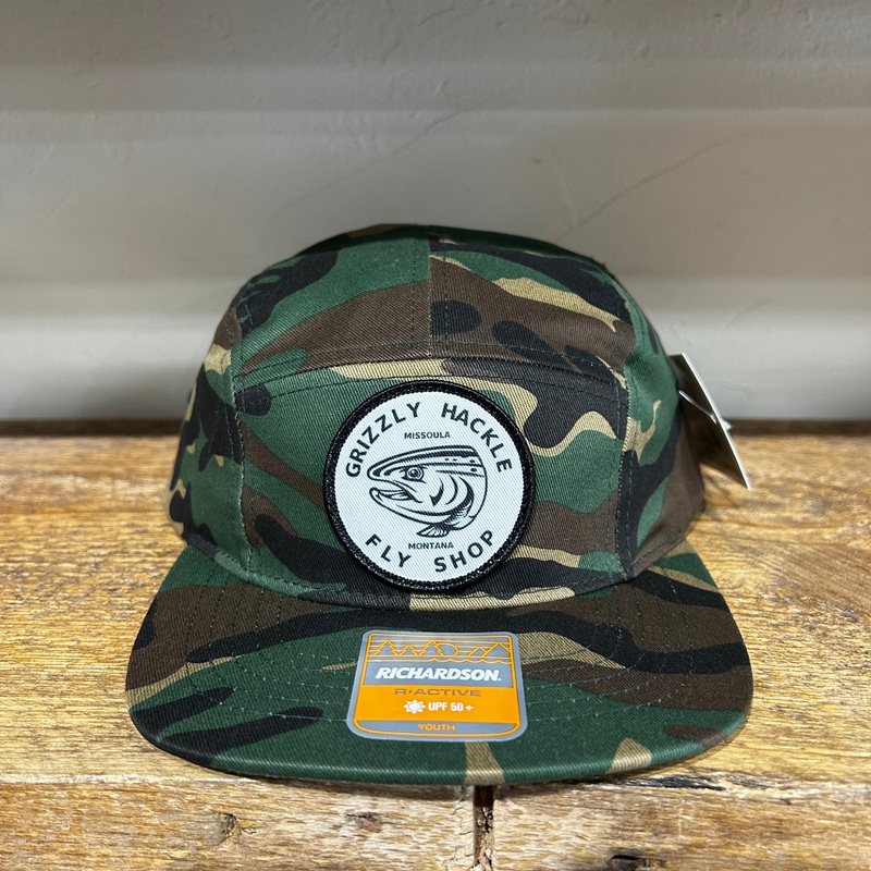 Grizzly Hackle “Circle Fish” 5-Panel Youth Hat Youth Camo