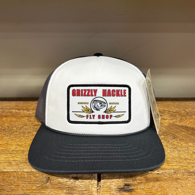 Grizzly Hackle Feathered Friends Foam Trucker Hat White/Grey
