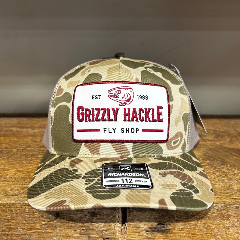 Grizzly Hackle “Ranch” Patch Trucker Hat Harvest Duck Camo/ Lt. Tan