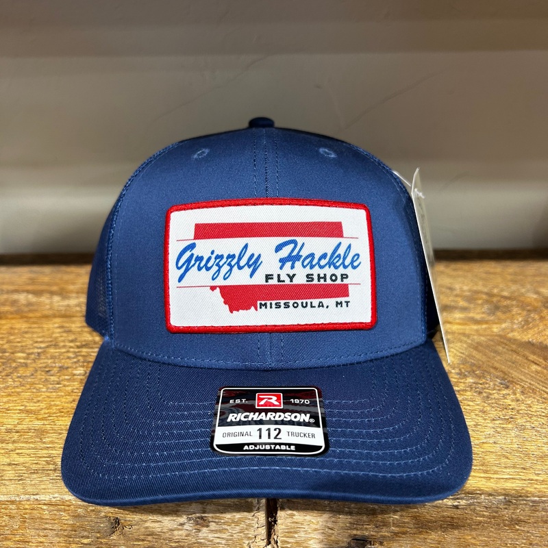 Grizzly Hackle Treasure State Trucker Hat Navy Blue
