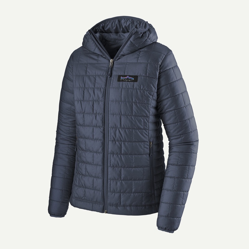 Patagonia W’s Nano Puff Fitz Roy Trout Hoody Smolder Blue X Small